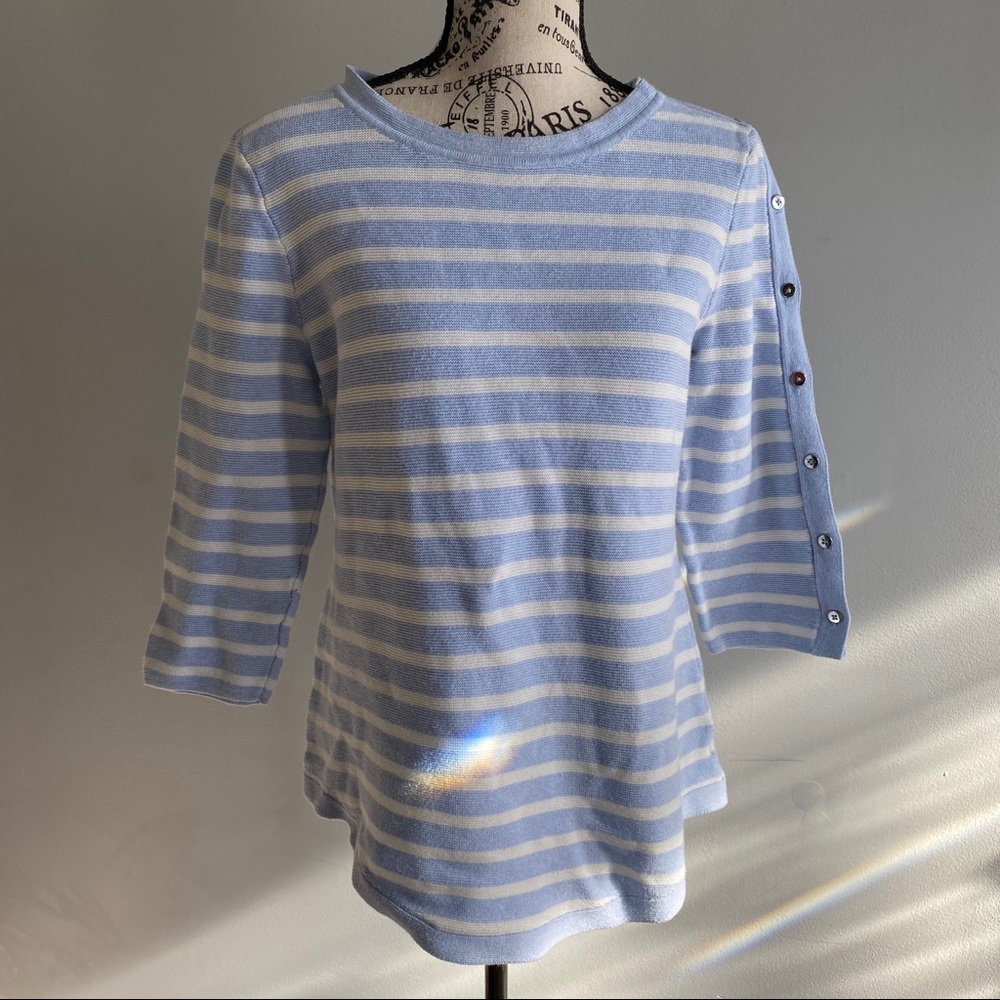 TALBOTS Women’s 3/4 sleeves Blue Stripes Tops M